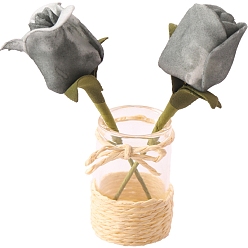 Серебро Ткань цветок, со стеклянными вазами, миниатюрные украшения, для садовых кукольных домиков, серебряные, 22x90 мм