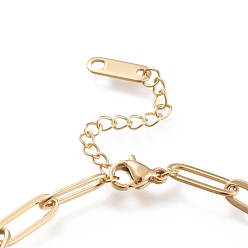 Golden 304 Stainless Steel Link Bracelets, with Paperclip Chains, Ring, Golden, 6-7/8 inch(17.5cm)