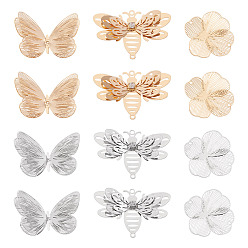 (52) Непрозрачная лаванда Комплекты фурнитуры для подвесок и соединителей из латуни своими руками, бабочка и цветок и пчела, разноцветные, 34~34.5x51x6 мм, отверстие : 2 мм