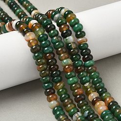 Темно-Зеленый Натуральные полосатые агатовые бусы, окрашенная и подогревом, рондель, класс А, темно-зеленый, 8~8.5x5 мм, отверстие : 1 мм, около 76~77 шт / нитка, 14.76~14.96 дюйм (37.5~38 см)