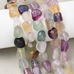 Флюорит Природных красочные флюорита бисер нитей, самородки, упавший камень, 8~11x6.5~10x5.5~8.5 мм, отверстие : 1 мм, около 22~23 шт / нитка, 7.87'' (20 см)