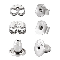 Платина 3 пары 3 стильные фрикционные гайки-гвоздики из стерлингового серебра с родиевым покрытием, спинки для серьги, платина, 4~6x5~6.5x2.5~3.5 мм, отверстие : 0.8~1 мм, 1 пара / стиль