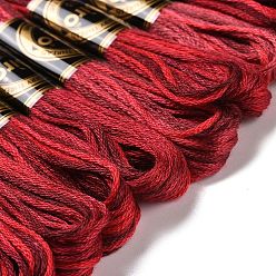 Dark Red 10 Skeins 6-Ply Polyester Embroidery Floss, Cross Stitch Threads, Segment Dyed, Dark Red, 0.5mm, about 8.75 Yards(8m)/skein