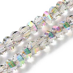 Белый Дым Прозрачные стеклянные бусины гальваническим пряди, с покрытием AB цвета, граненые, рондель, серый, 7.8x5.8~6.3 мм, отверстие : 1.5 мм, около 80 шт / нитка, 18.31''~19.88'' (46.5~50.5 см)