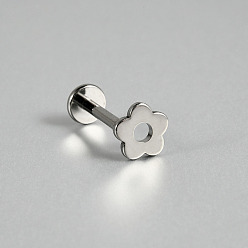 Нержавеющая Сталь Цвет F-136 титановый сплав губные серьги без резьбы, цветок, цвет нержавеющей стали, 8 мм, штифты : 1.2 мм