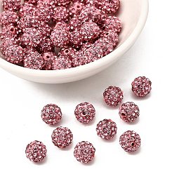 Роза Бусины со стразами, полимерная глина , pave disco бусины, класс А, роза, С. 11 (1.7~1.8 мм), 8 мм, отверстие : 1.5 мм