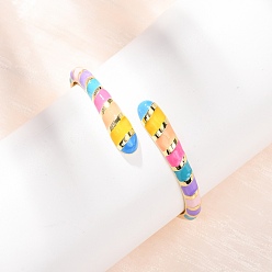 Разноцветный Браслеты-манжеты из латуни с эмалью в виде змеи, шарнирные браслеты для женщин, без кадмия и без свинца, долговечный, стойки покрытие, реальный 18 k позолоченный, красочный, внутренний диаметр: 1.99x2.13 дюйм (5.05x5.4 см)