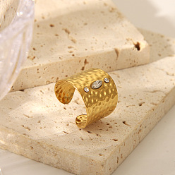 Золотой 304 регулируемые открытые манжеты из нержавеющей стали с кубическим цирконием для женщин, золотые, 18 мм, регулируемый