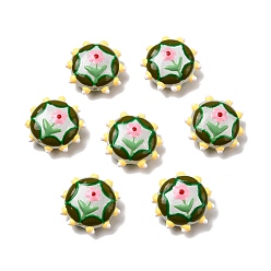 Цветок Бусины из стеклянной эмали, окрашенные методом запекания, плоско-круглые, неровный, цветок, 19x19.5x8.5 мм, отверстие : 1.2 мм