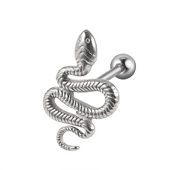 Нержавеющая Сталь Цвет 304 пирсинг языка в виде змеи из нержавеющей стали для женщин и мужчин, цвет нержавеющей стали, 22x14 мм