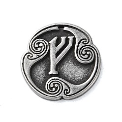 Античное Серебро Подвески из сплава с руническими буквами, круглые, античное серебро, 25x3 мм, отверстие : 1.6 мм