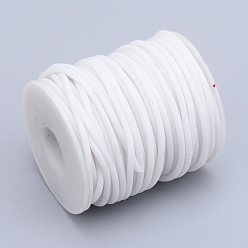 White Hollow Pipe PVC Tubular Synthetic Rubber Cord, Wrapped Around White Plastic Spool, White, 3mm, Hole: 1.5mm, about 27.34 yards(25m)/roll