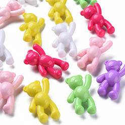 (52) Непрозрачная лаванда Непрозрачные акриловые подвески, медведь, разноцветные, 37x28x13 мм, отверстие : 2.5 мм, Около 133 шт / 500 г