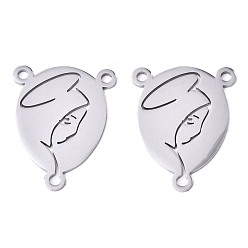 Нержавеющая Сталь Цвет Не тускнеет 201 элементы люстр из нержавеющей стали, 3 Разъемы петли, овальные, цвет нержавеющей стали, 29x22.5x1 мм, отверстие : 2 мм