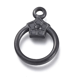 Electrophoresis Black 304 Stainless Steel Toggle Clasps Ion Plating(IP) Parts, Ring, Electrophoresis Black, 19x13.5x2.7mm, Hole: 1.8mm