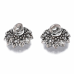 Античное Серебро Тибетский стиль сплава бусины кулон поручитель поручительств, для подвесных планок, цветок, античное серебро, 7x11x10.5 мм, отверстие : 1.8 мм, Около 760 шт / 1000 г