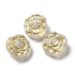 Clair Uv perles acryliques de placage, métal doré enlaça, fleur, clair, 16x9.5mm, Trou: 1.6mm, environ450 pcs / 500 g