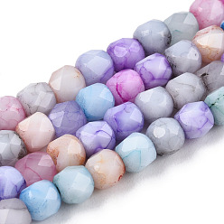Colorful Opaque Baking Paint Glass Beads Strands, Imitation Stones, Faceted, Column, Colorful, 4x4mm, Hole: 1mm, about 94~96pcs/strand, 14.57 inch~14.72 inch(37~37.4cm)