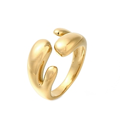 Настоящее золото 18K 304 открытые манжеты из нержавеющей стали для женщин, реальный 18 k позолоченный, внутренний диаметр: 18 мм