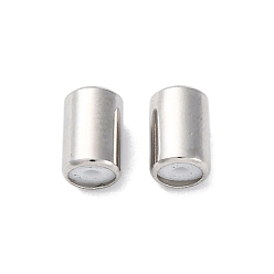 Нержавеющая Сталь Цвет 201 из нержавеющей стали бусы, с резиной внутри, ползунки, колонка, анти-тускнение, цвет нержавеющей стали, 7.5x5 мм, отверстие : 1.4 мм