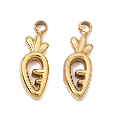 Real 18K Gold Plated 304 Stainless Steel Charms, Ion Plating(IP), Carrot Charms, Polished, Real 18K Gold Plated, 11x4x1.5mm, Hole: 1.2mm