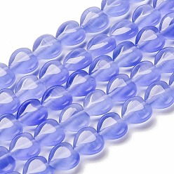 Розовато-лиловый Стеклянные бусины, имитации кошачьего глаза , сердце, розовато-лиловый, 9.5~10x9.5x4.5~5 мм, отверстие : 0.7 мм, около 40 шт / нитка, 14.65~14.76'' (37.2~37.5 см)