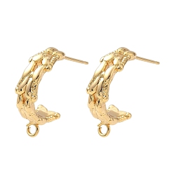 Настоящее золото 18K Изделия из латуни, без никеля , c-образный, с петлей, реальный 18 k позолоченный, 19.5x5.5 мм, отверстие : 1.6 мм, штифты : 0.7 мм