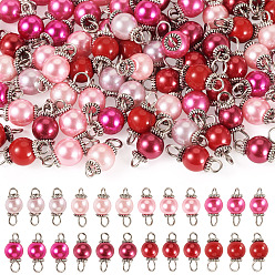 (52) Непрозрачная лаванда 80 шт 8 цвета стеклянные перламутровые круглые соединительные подвески, с 304 фурнитурой из нержавеющей стали, старинное серебро и цвет нержавеющей стали, разноцветные, 13 мм, отверстие : 2.2 мм, 10 шт / цвет