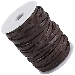 Кокосово-Коричневый 20 ярдов кожаных шнуров, с катушкой, плоский, кокосового коричневый, 5x2 мм