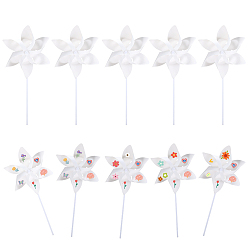 White 10Pcs DIY Craft Paper Windmill, for Kids Art and Craft, White, 265x265x0.2mm