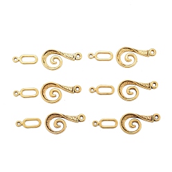 Antique Golden Tibetan Style Alloy Hook Clasps, For Leather Cord Bracelets Making, Vortex, Lead Free and Cadmium Free, Antique Golden, Vortex: 26x13mm, Bar: 16.5mm, Hole: 3.5mm