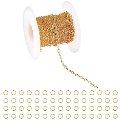 Mixed Color Brass Figure 8 Chain, Figaro Chains, Long-Lasting Plated, with Spool, Soldered, Mixed Color, 8 Chain: about 16.4 Feet(5m)/roll, 1roll/set, Jump Rings: 60pcs/set