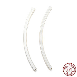 Серебро 925 серебро бусы трубка, изогнутая трубка, серебряные, 29.5x5x1.5 мм, отверстие : 1 мм