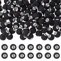 Черный 100шт. ручной работы 8 шарики из полимерной глины, игры с мячом, чёрные, 9.5~10 мм, отверстие : 1.5~2 мм