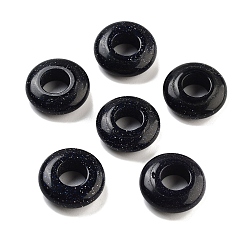 Синий Драгоценный Камень Синтетический синий золотой камень европейский бисер, бусины с большими отверстиями в форме шайбы, 14x4~4.2 мм, отверстие : 6~6.2 мм