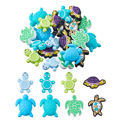 Mixed Color 16Pcs 8 Styles Food Grade Eco-Friendly Silicone Beads, Sea Turtle, Mixed Color, 17~33x22~31x8~13mm, Hole: 2mm, 2pcs/style 