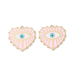 Лавандовый румянец Стойки обшивки сплава эмали подвески, золотые, сердце с оберегом от сглаза, лавандовый румянец, 27x28x1.4 мм, отверстие : 2 мм
