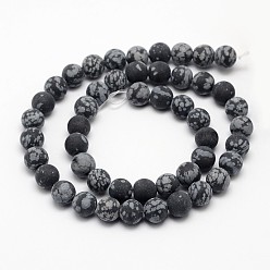 Snowflake Obsidian Natural Snowflake Obsidian Beads Strands, Frosted, Round, 8mm, Hole: 1mm, about 48pcs/strand, 15.1 inch