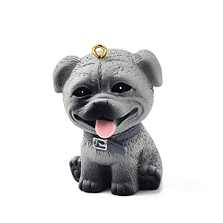 Серый Милые подвески из непрозрачной смолы, шнауцер, с золотой железной петлей, серые, 51.5x36.5x33.5 мм, отверстие : 2.5 мм