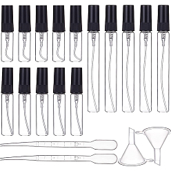 Прозрачный 36шт 5 стиль мини многоразовые стеклянные флаконы-распылители, с пластиковым распылителем тонкого тумана и пылезащитным колпачком, мини-прозрачный пластиковый воронкообразный бункер, 2 мл пластиковая капельница одноразовая, прозрачные, бутылка: 5.9~11.8x1.4см, вместимость: 3мл(0.1 жидких унций)~10мл(0.34 жидких унций)