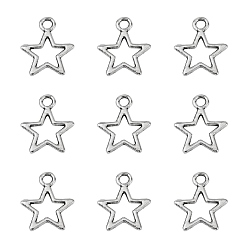 Серебро Подвески из сплава в тибетском стиле, звезда, серебряный цвет гальваническим, без свинца и без кадмия, 14.5x12x1 мм, отверстие: 2 мм