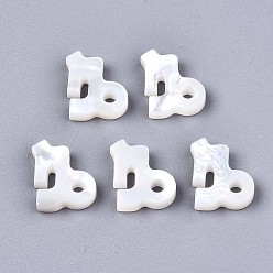Capricorn Natural White Shell Beads, Mother of Pearl Shell Beads, Top Drilled Beads, Constellation/Zodiac Sign, Capricorn, 11.5x10x2.5mm, Hole: 0.8mm