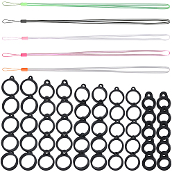(52) Непрозрачная лаванда 50шт. 5 стиль силиконовые кольца с 5 нитями резиновые ремешки для шнурков держатель для подвески с защитой от потери, для ручки, телефон, держатель значка, разноцветные, 27.5x22x8 мм, отверстие : 2.7 мм