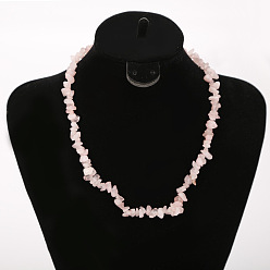 Розовый Кварц Ожерелье из натуральных бусин розового кварца, с цепочкой из сплава для женщин, 17.72 дюйм (45 см)
