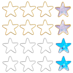 Mixed Color Brass Linking Rings, Star, Mixed Color, 20.5x21.5x1mm, 2 Colors, 80pcs/color, 160pcs/box