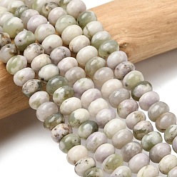 Счастный Нефрит Естественный мир нефрит бисер пряди, рондель, 6.5~7x4~4.5 мм, отверстие : 0.8 мм, около 89 шт / нитка, 15.35'' (39 см)