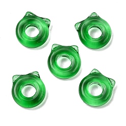 Зеленый Стеклянные бусины, кошка, зелёные, 14.5x14x4.5 мм, отверстие : 6 мм