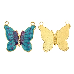 Turquoise Stainless Steel Rhinestones Pendants, with Enamel, Golden, Butterfly Charm, Turquoise, 32x22mm, Hole: 1.5mm