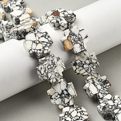 Синтетическая Бирюза Окрашенные синтетические бирюзовые бусы нити, крестик, 19.5~20.5x19~20.5x7~7.5 мм, отверстие : 0.8 мм, около 20 шт / нитка, 15.20~15.63'' (38.6~39.7 см)