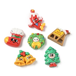 (52) Непрозрачная лаванда Рождественские кабошоны из непрозрачной смолы для декодирования, разнообразные, разноцветные, 20~32x19~27x7~9 мм